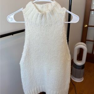 Zara Cream Turtleneck Sleeveless Sweater